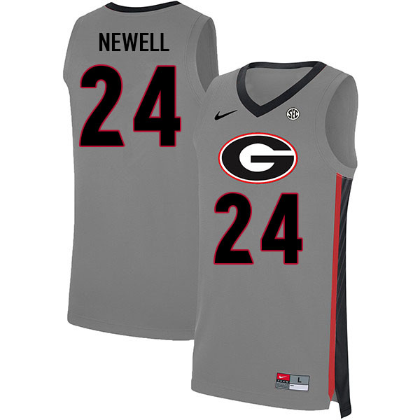 Men #24 Jaden Newell Georgia Bulldogs College Basketball Jerseys Stitched Sale-Gray